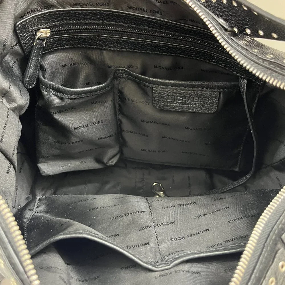 Michael Kors - Brooklyn Grommet Handbag Black Leather/ Silver Accents - NWT